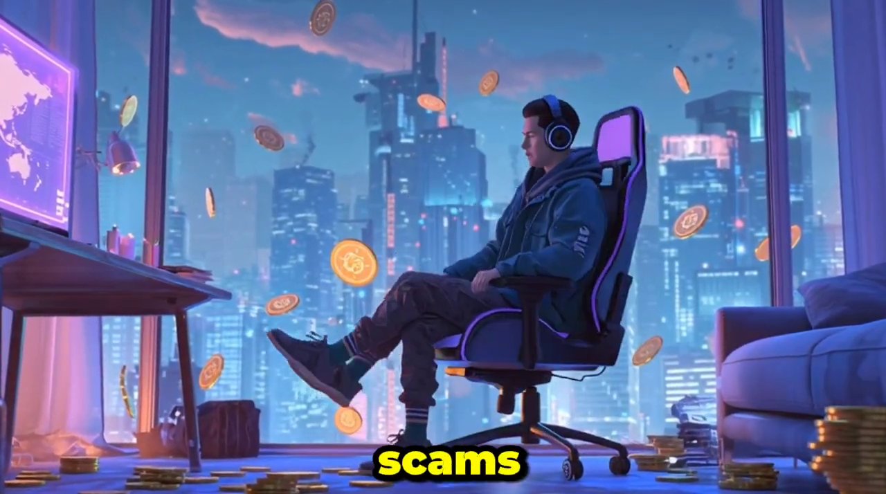 A smartphone screen glowing with cryptocurrency symbols, representing the concept of earning crypto through your phone.