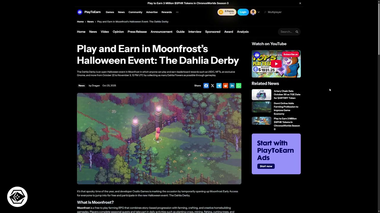 A preview of the Moonfrost game world, showcasing its pixel-art aesthetic and farmstead.