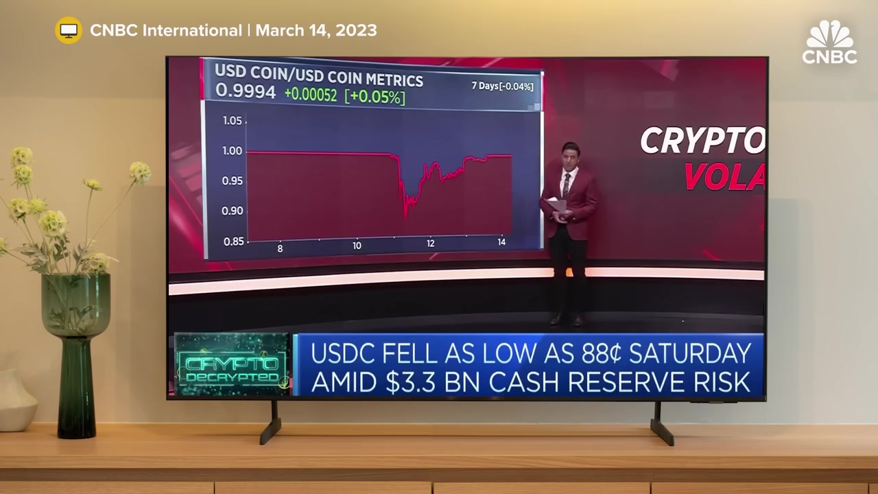 A split screen showing the U.S. Capitol building on one side and a graphic of a stablecoin regulatory document titled "The Genius Act" on the other.