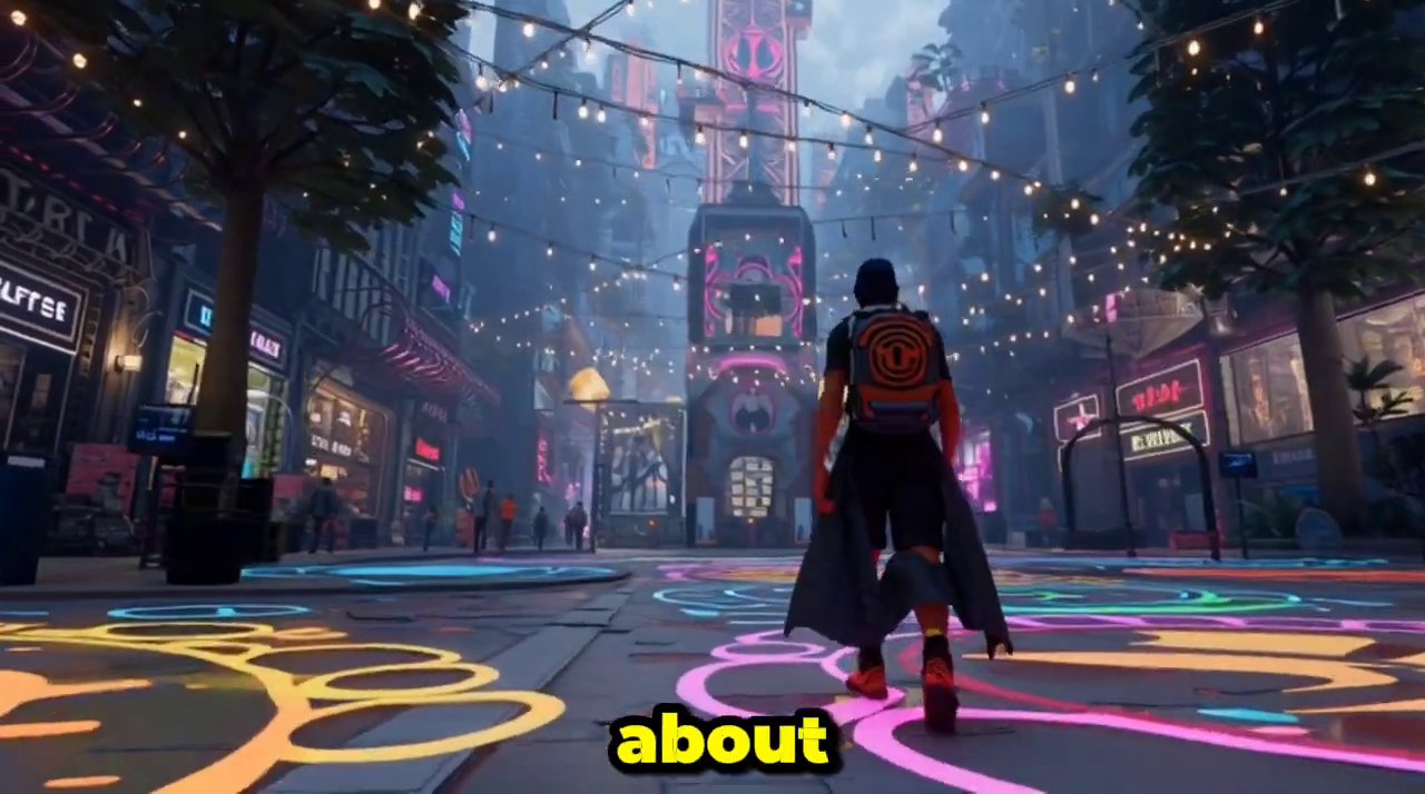 A vibrant, user-created scene within The Sandbox metaverse, showcasing custom buildings and avatars.