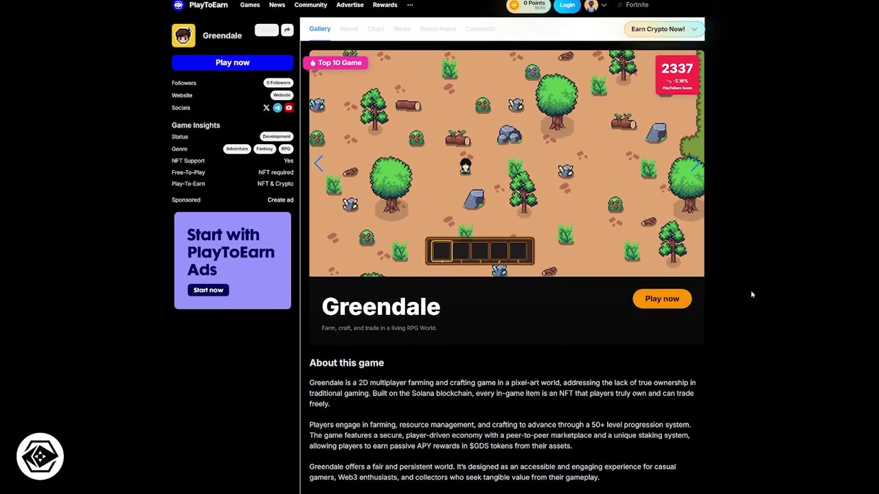 A look at the Greendale interface, highlighting farm management and the peer-to-peer marketplace.