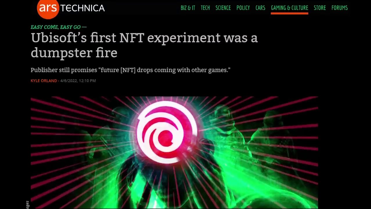 A montage of flashy, AI-generated promotional art for various crypto games, highlighting the disconnect between marketing and reality.