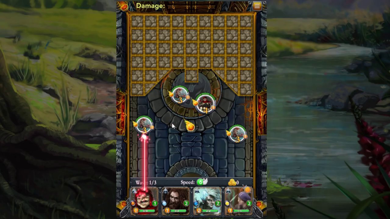 A vibrant in-game screenshot from Spells of Genesis showcasing its classic bubble-shooter gameplay and fantasy card art.