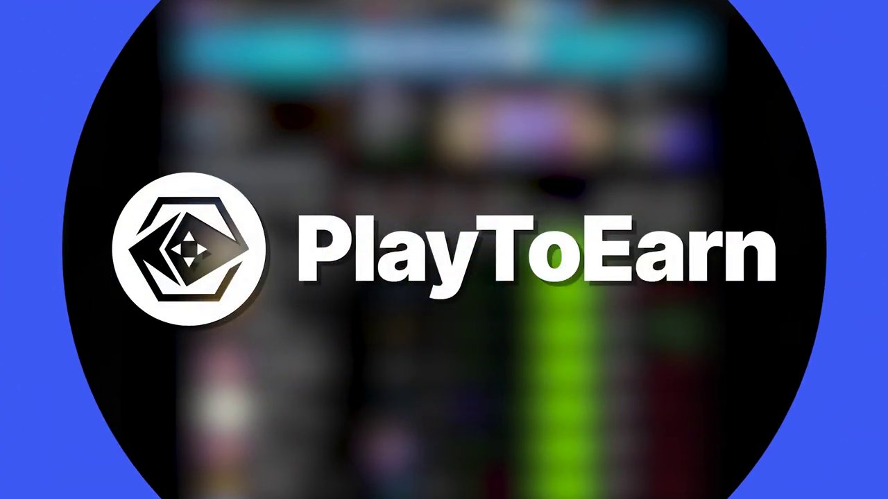 A graphic introducing the PlayToEarn channel, highlighting the vast Telegram user base.