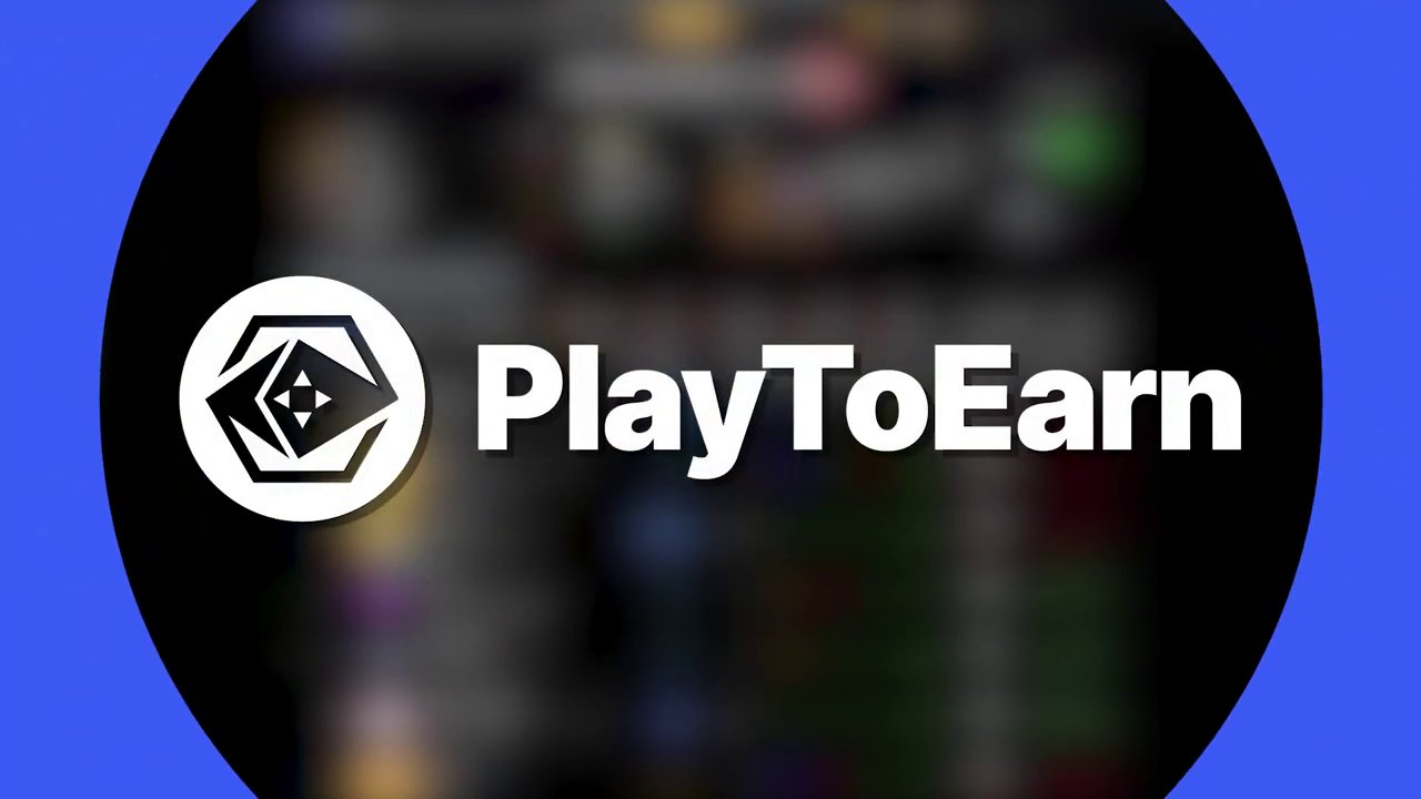 A vibrant intro graphic for the Play2Earn channel, highlighting the Polygon blockchain.