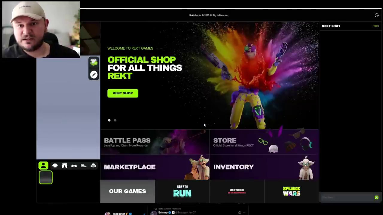 The Wrecked Games launcher interface, showing Spludge Wars, Erectified, and Crypto Run as available or upcoming titles.