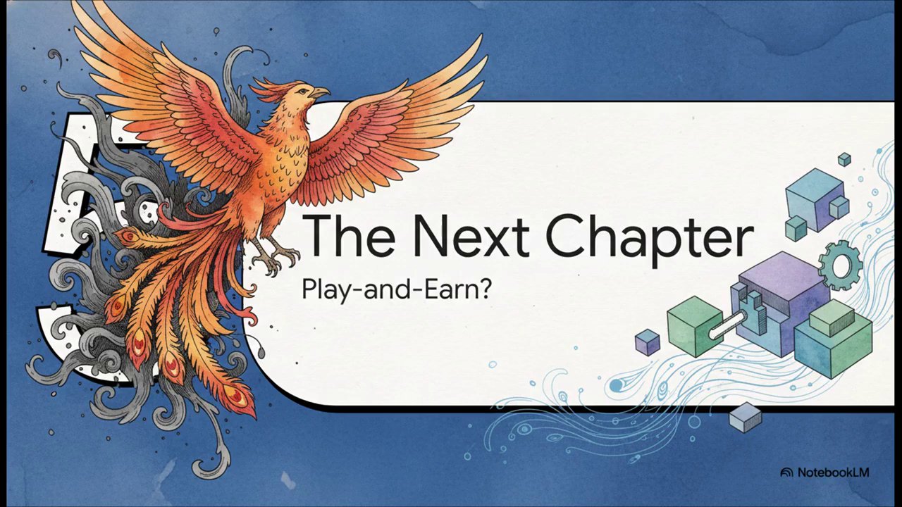 A contrasting graphic showing a balanced scale with "PLAY" and "EARN" in equilibrium, representing the philosophy of the new play-and-earn model.