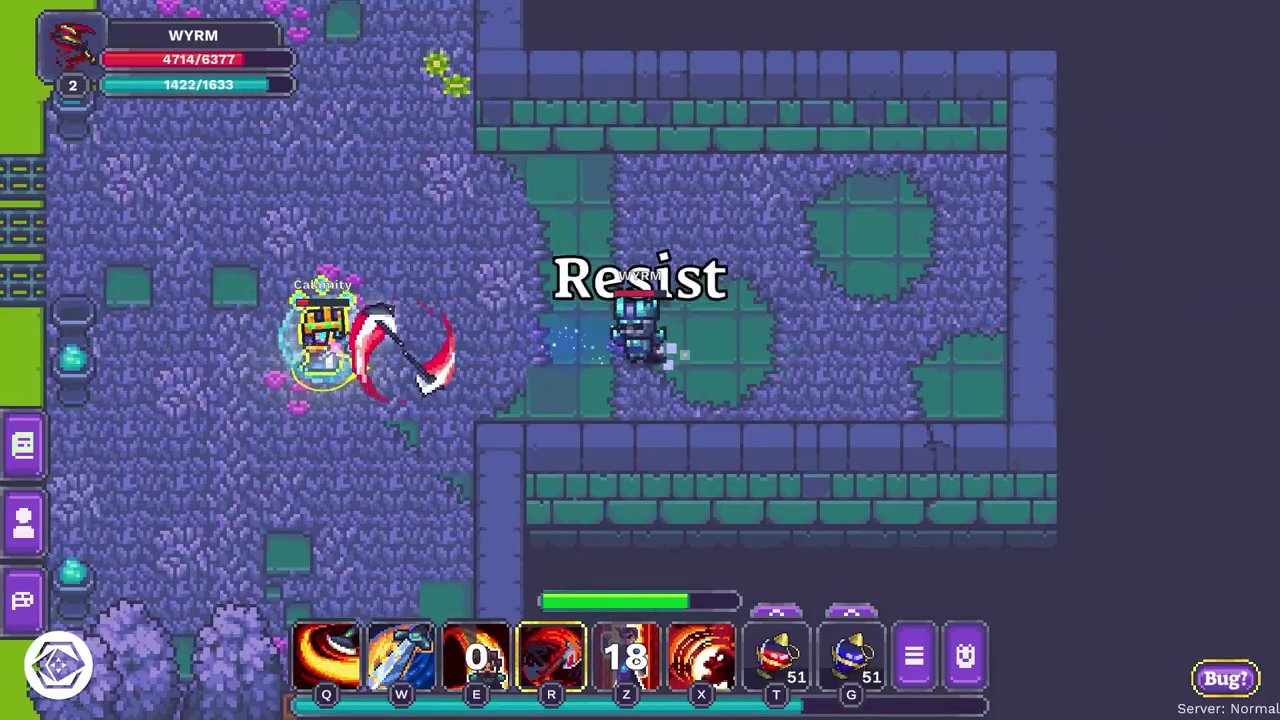 A look at Calamity's 2D top-down art style and gameplay, highlighting its classic RPG feel and combat scenarios.