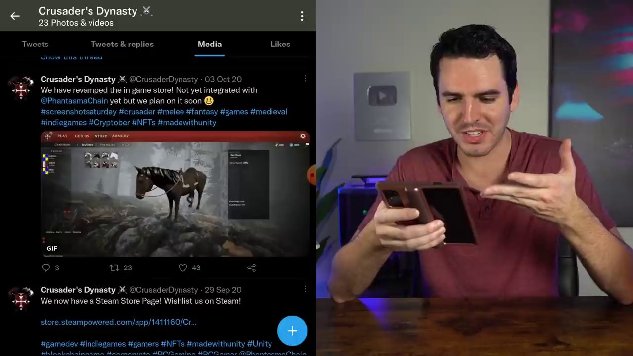 Leaked gameplay footage from Crusader's Dynasty showing a knight on horseback in a snowy, detailed medieval landscape.