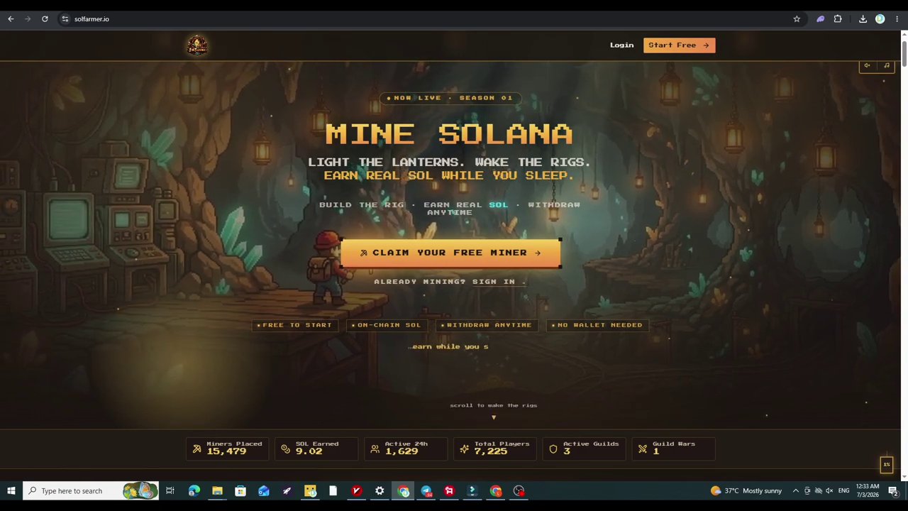 The starting farm interface showing basic resource collection points.