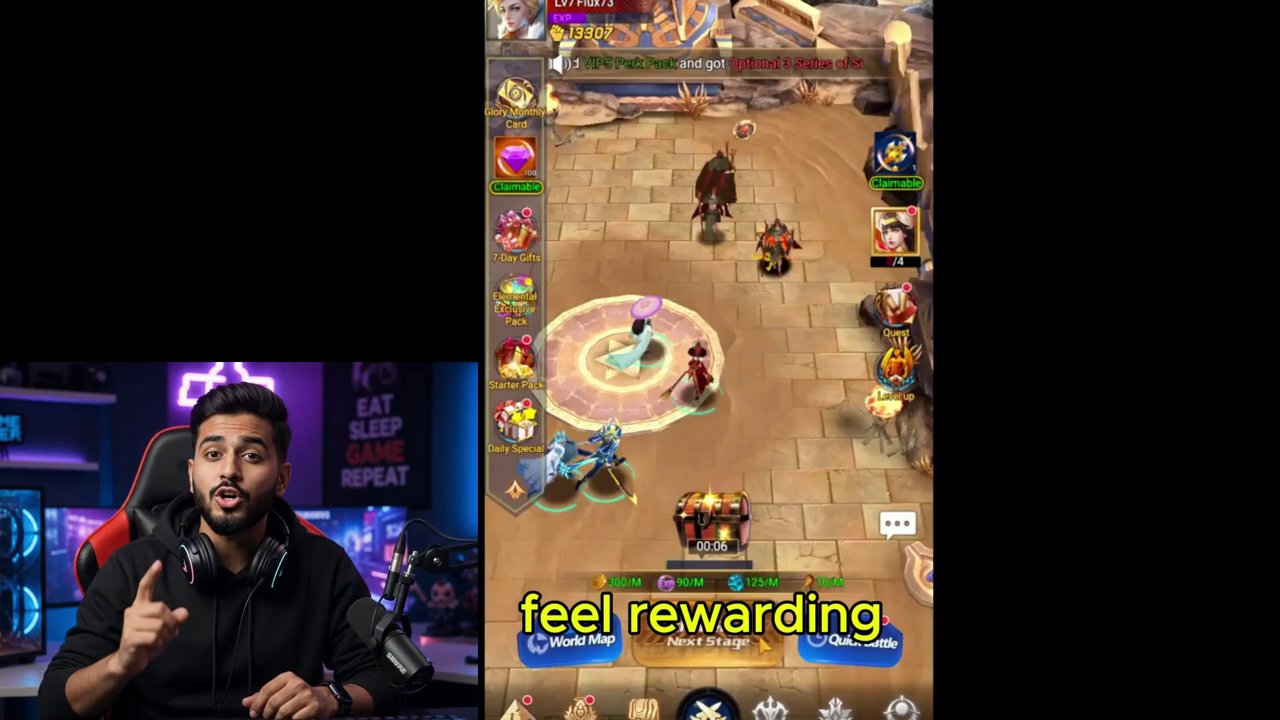 A hero evolution screen showing a character transforming with a burst of light and new armor.