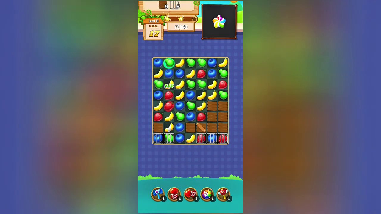 The character and rabbit appear on screen, signaling a mission objective with specific fruit targets.